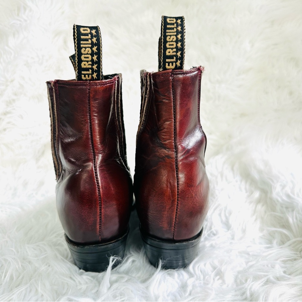 Mens Burgundy Leather Western Boots - Picture 2 of 16